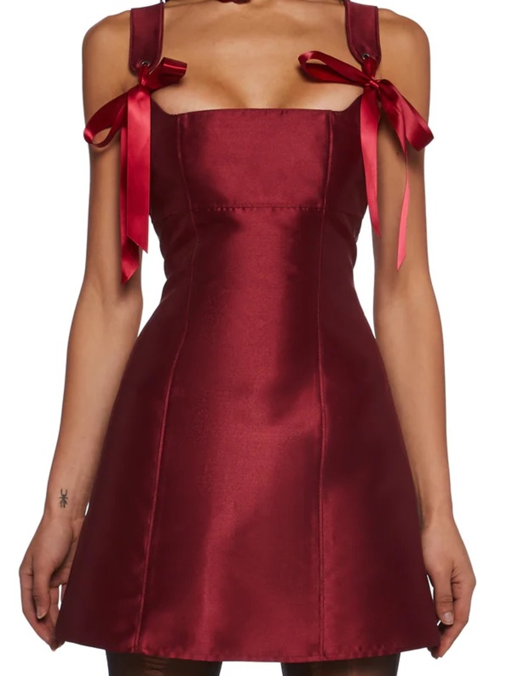 Dolls Kill PIXIE STARDUST MINI DRESS - BURGUNDY